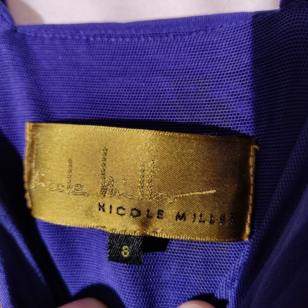 NICOLE MILLER Blue COCKTAIL FORMAL GOWN RUCHED FITTED DRESS SIZE 8 - Picture 13 of 16